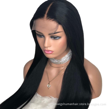 Factory Supplier 5X5 HD Lace Closure Human Hair Wigs For Black Women  Peruvian Glueless Natural Straight Human Hair Wig In Stock